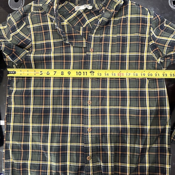 Duluth Trading Large Green Plaid Untucked Button Up Large Cotton Spandex Slim - Picture 7 of 8